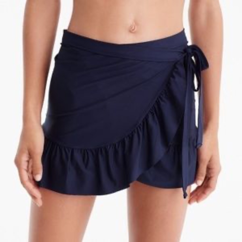 J. Crew Ruffle Cover-Up Wrap Skirt, Navy, L (6, 8, 10), NWOT